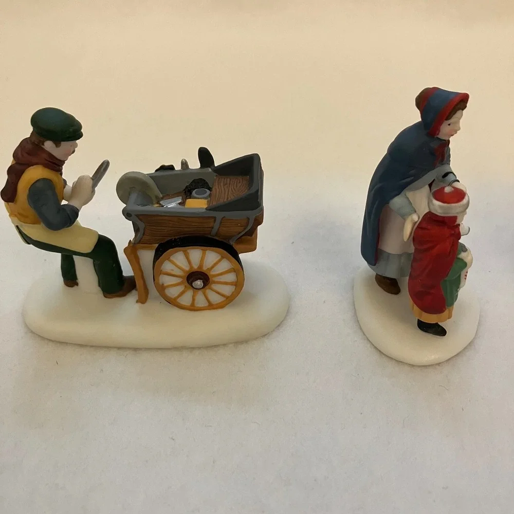 Dept 56 Heritage Village Collection Knife‎ Grinder & Ox Sled Set 5649-9 5951-0